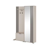 GARDEROBE STILO 131 cm (Kaschmir, Schwarze Lamellen, Spiegel, Metallgriffe) - Kaschmir/Schwarz, Holz/Holzwerkstoff (131/192/40cm) - Ravio