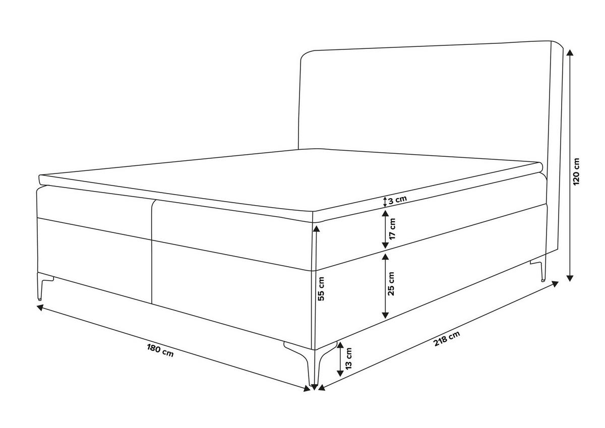 BOXBETT QUANT mit 2 Bettkästen, 180x200, Farbe: Grau, Velourstoff, mit Bonell-Matratze inkl. Topper - Grau, Holz/Kunststoff (180/200cm) - VENASI MÖBEL
