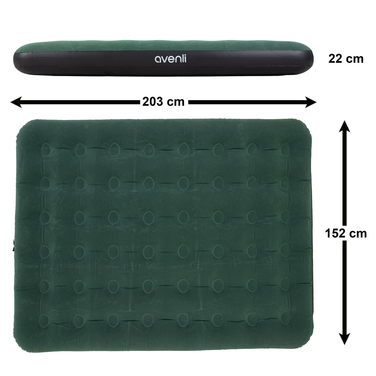 LUFTBETT Luftmatratze Camping CloudCoil grün 203x152x22cm - Grün, Kunststoff (152/203cm) - Avenli