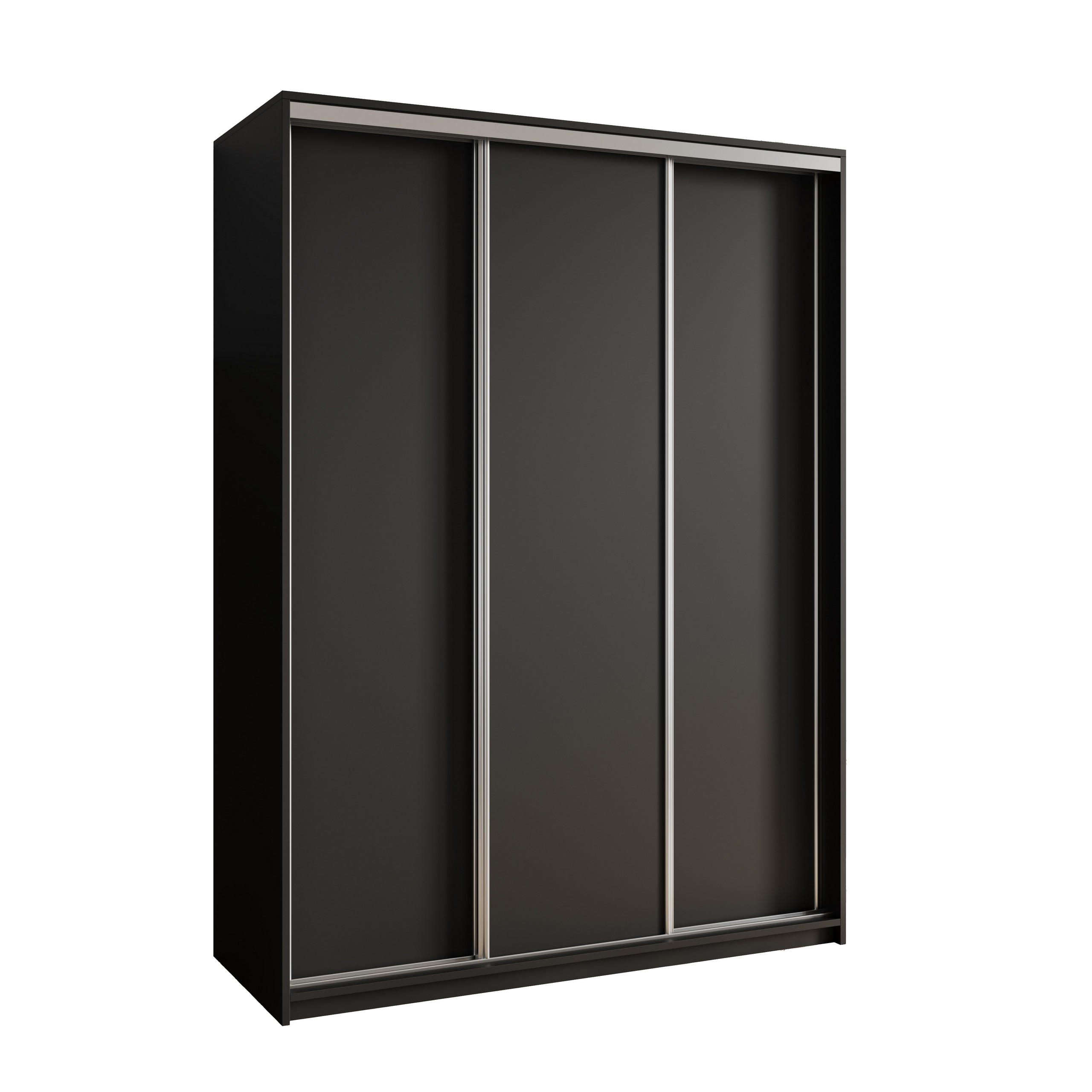 SCHWEBETÜRENSCHRANK NISSE 150/205/60 cm 3-türig Schwarz - Schwarz, Holzwerkstoff (150/205/60cm) - MASSENO