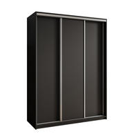 SCHWEBETÜRENSCHRANK NISSE 150/205/60 cm 3-türig Schwarz - Schwarz, Holzwerkstoff (150/205/60cm) - MASSENO