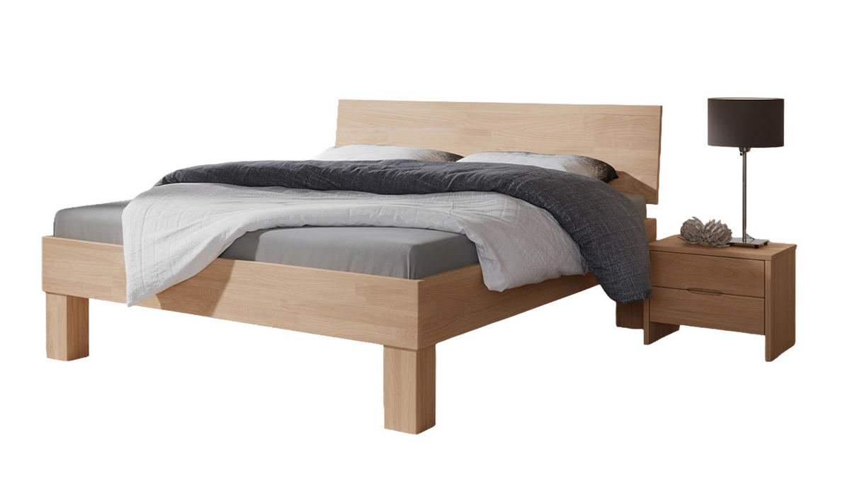 MASSIVHOLZBETT Basic 01 / 160 x 210 cm / buche-natur-geölt - Buchefarben, Holz (160/210cm) - BED BOX
