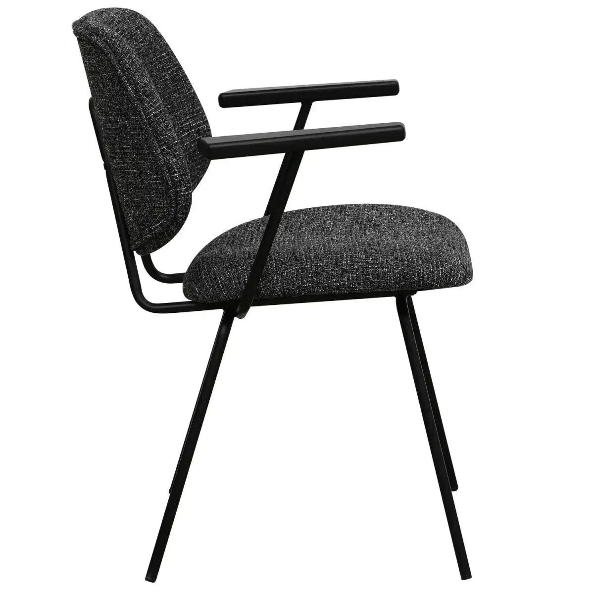 ARMLEHNSTUHL-SET 6 Stück in Teddystoff Schwarz - Schwarz, Textil/Metall (50/82/58cm) - Furnhouse