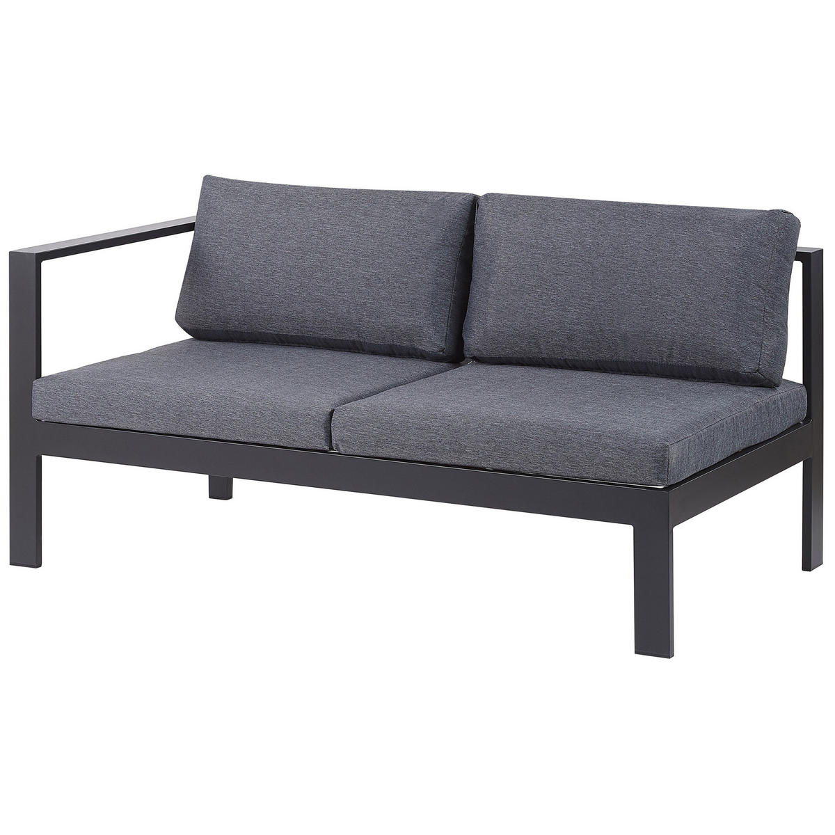LOUNGE SET 5-Sitzer schwarz Auflagen grau Messina - Schwarz/Grau, Metall - Beliani