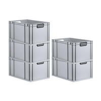 EUROBOX 5x NextGen Color 32x40x60 cm 65 Liter Griffe schwarz offen, Grau - Schwarz/Grau, Kunststoff (40/32/60cm) - PROREGAL