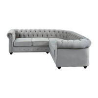 SOFA ohne Schlafmöglichkeit - 5 Personen - Samt, Stoff - Hellgrau - Hellgrau, Textil (220/74/220cm) - Vente-Unique