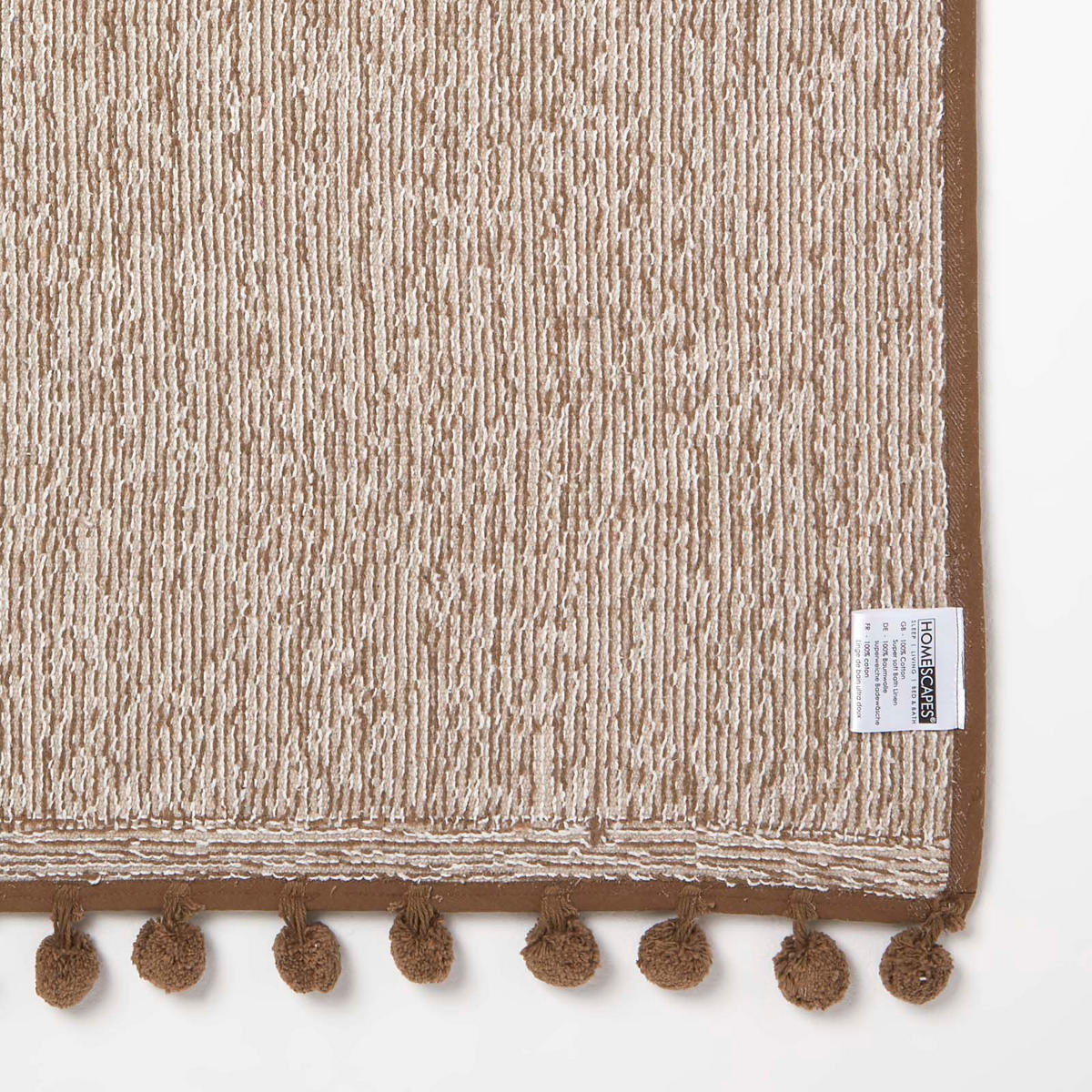 BADEMATTE Pompons 50/80 cm, Baumwolle - Braun, Textil (50/80cm) - Homescapes