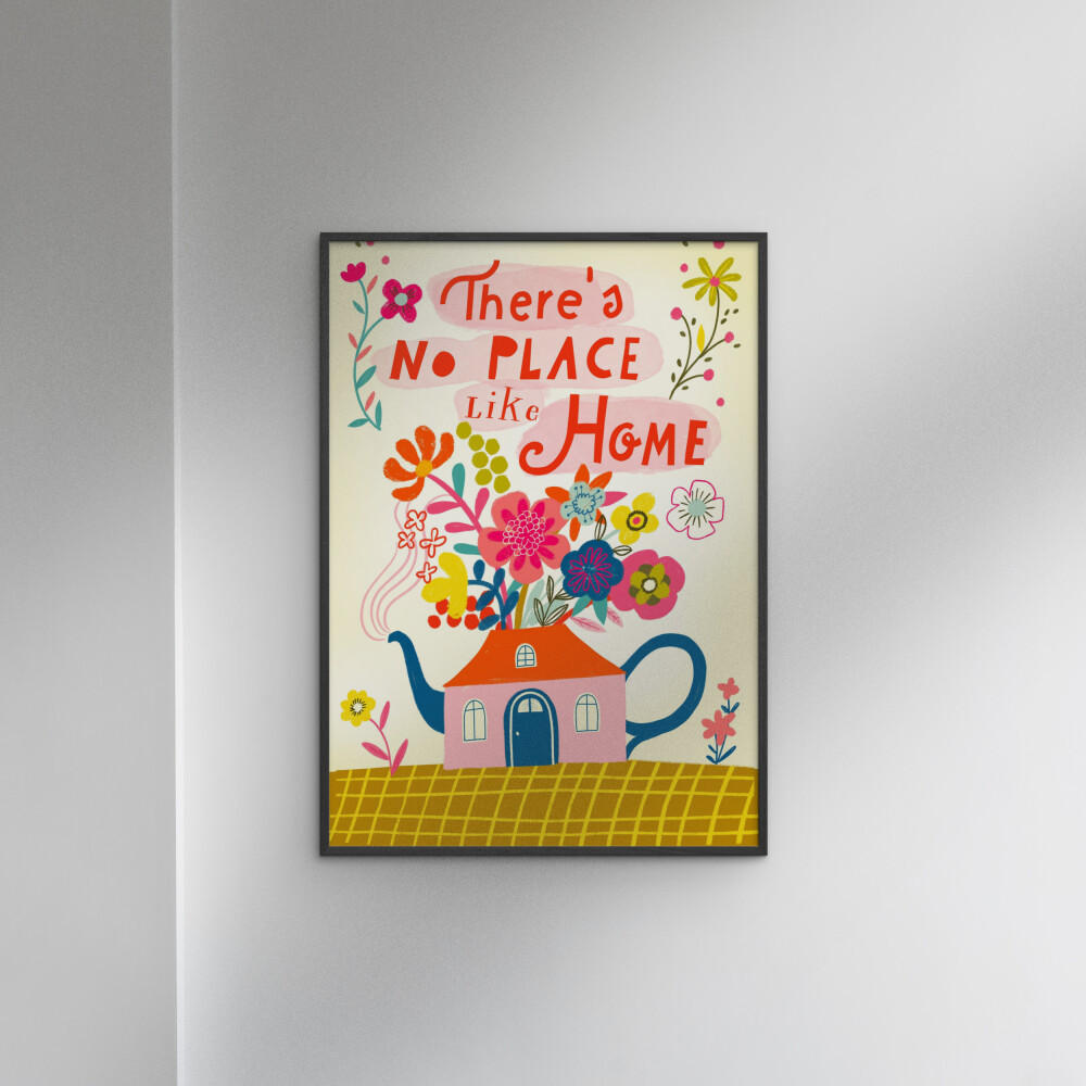 POSTER mit Rahmen Affordable Art Prints x Uta Krogmann - No Place like Home - Multicolor/Schwarz, Holz/Papier (30/40cm) - Poster&Frame