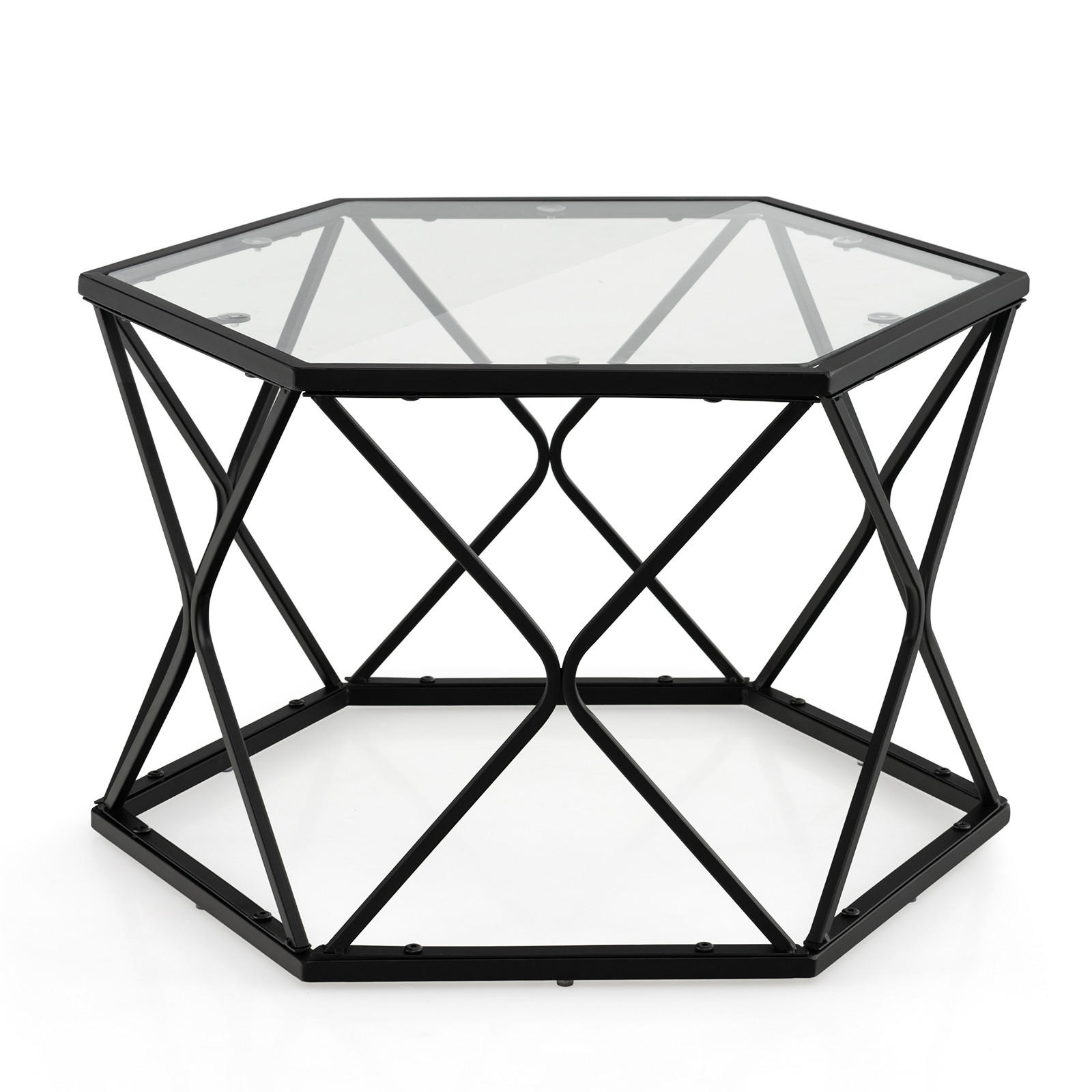 GLASTISCH Schwarz - Schwarz, Glas (65/56/40cm) - COSTWAY