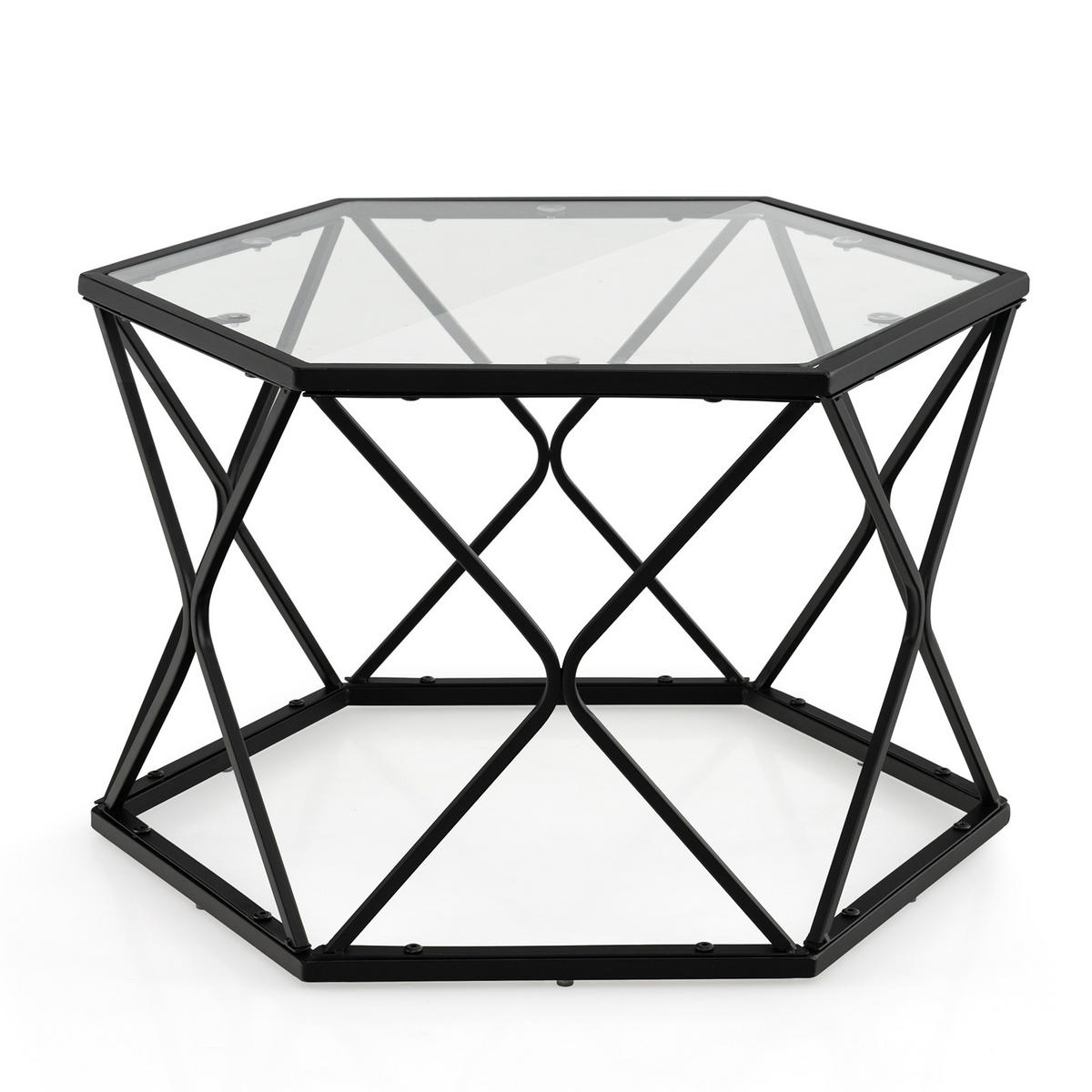 GLASTISCH Schwarz - Schwarz, Glas (65/56/40cm) - COSTWAY