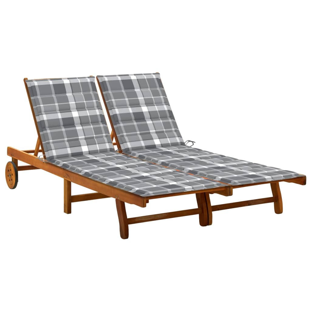 2-PERSONEN-SONNENLIEGE mit Auflagen Akazie Massivholz - Grau, Holz (200/76/200cm) - furnicato