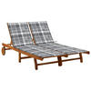 2-PERSONEN-SONNENLIEGE mit Auflagen Akazie Massivholz - Grau, Holz (200/76/200cm) - furnicato