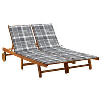 2-PERSONEN-SONNENLIEGE mit Auflagen Akazie Massivholz - Grau, Holz (200/76/200cm) - furnicato