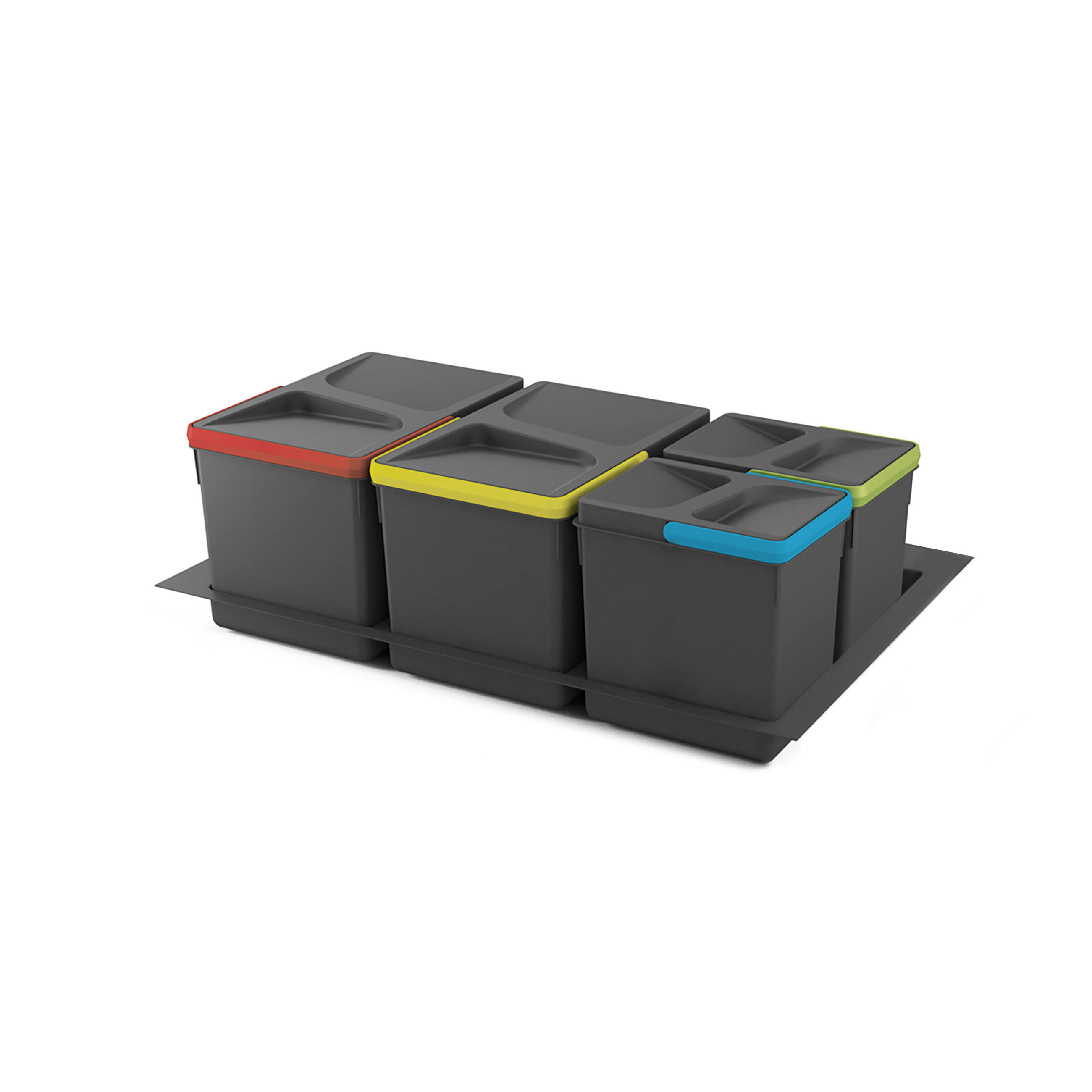 RECYCLINGBEHÄLTER für Küchenschublade mit Boden, Höhe 216mm, 2x12Liter, 2x6Liter, Modul 800mm, Kunststoff, Anthrazitgrau - Anthrazit, Kunststoff (48.2/22/73.6cm) - EMUCA