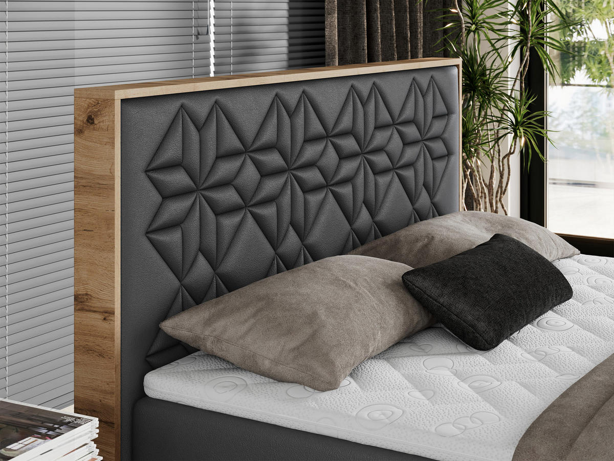 BOXBETT NESSI - 200/200 Dunkelgrau Kunstleder - H4 - Dunkelgrau, Holz/Textil (200/200cm) - MKS