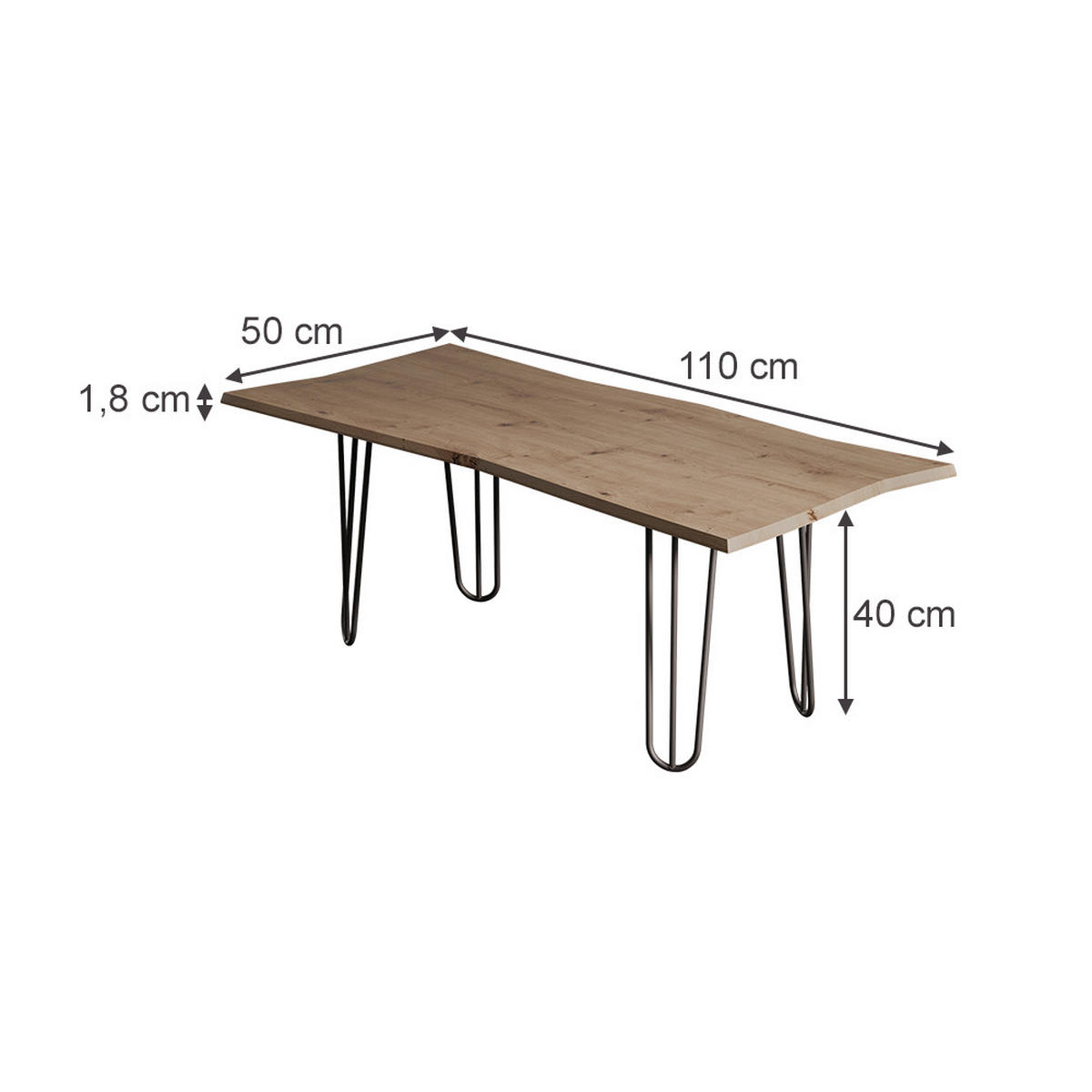 COUCHTISCH Yan Artisan 110 x 50 cm - Hellgrau, Holzwerkstoff (50/110/40cm) - Vicco