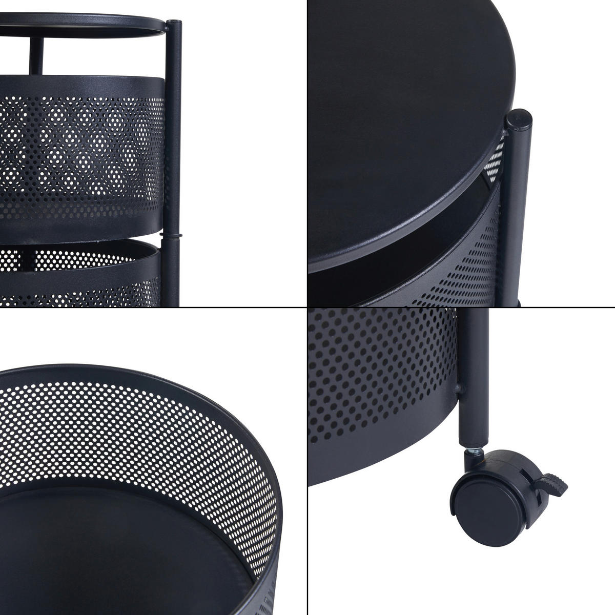 ROLLWAGEN Steigen - Schwarz, Metall (33/74.5/33cm) - [en.casa]