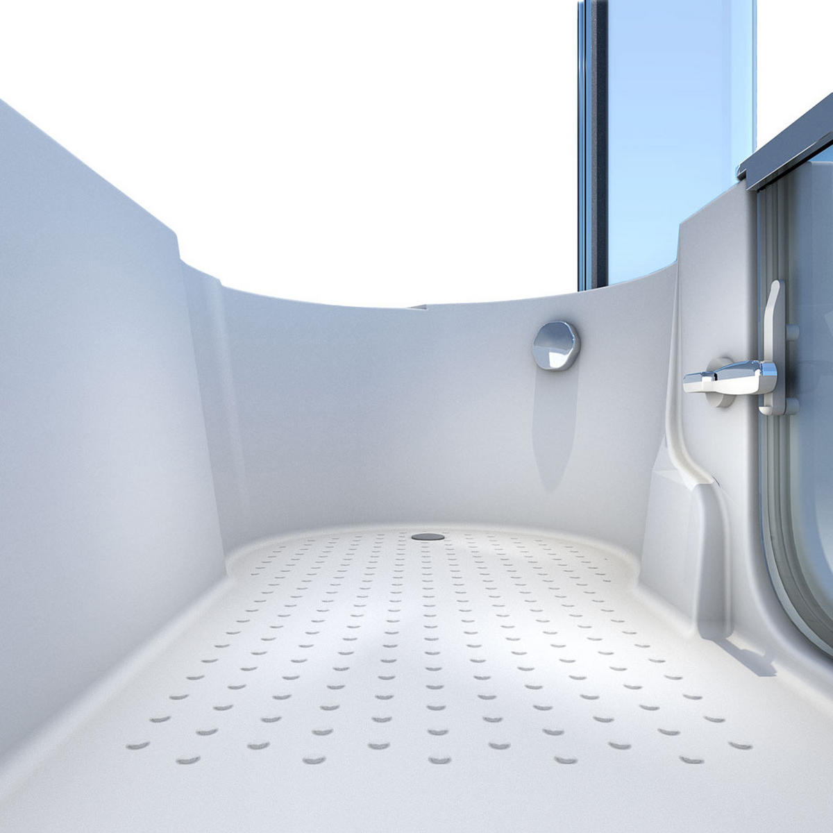 SENIORENDUSCHE mit Tür S12D-L-EC 170x85cm - Weiß, Glas/Kunststoff (170/85/200cm) - AcquaVapore by Sandra Jentho