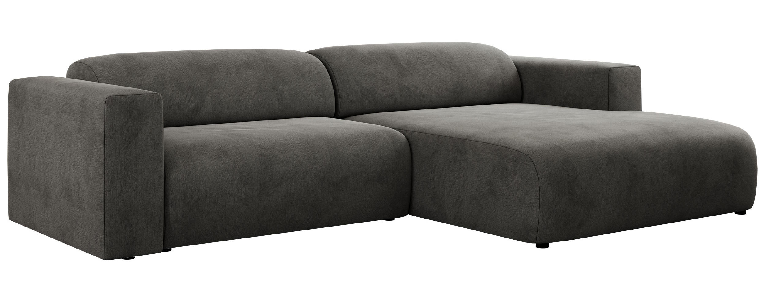 ECKSOFA PASADENA Dunkelgrau Velvet - Rechts Seite - Dunkelgrau/Schwarz, Kunststoff/Textil (180/288cm) - MKS
