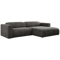 ECKSOFA PASADENA Dunkelgrau Velvet - Rechts Seite - Dunkelgrau/Schwarz, Kunststoff/Textil (180/288cm) - MKS