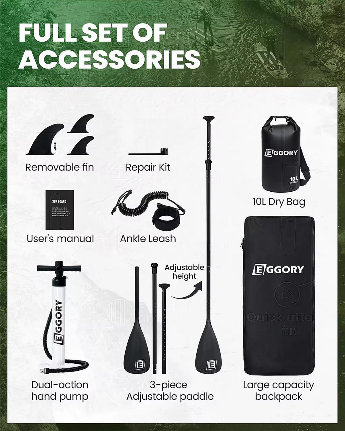 PADDLE BOARD 335x81x15 cm SUP Rutschfest Stand Up - Grün, Kunststoff (81/335/15cm) - Kaket