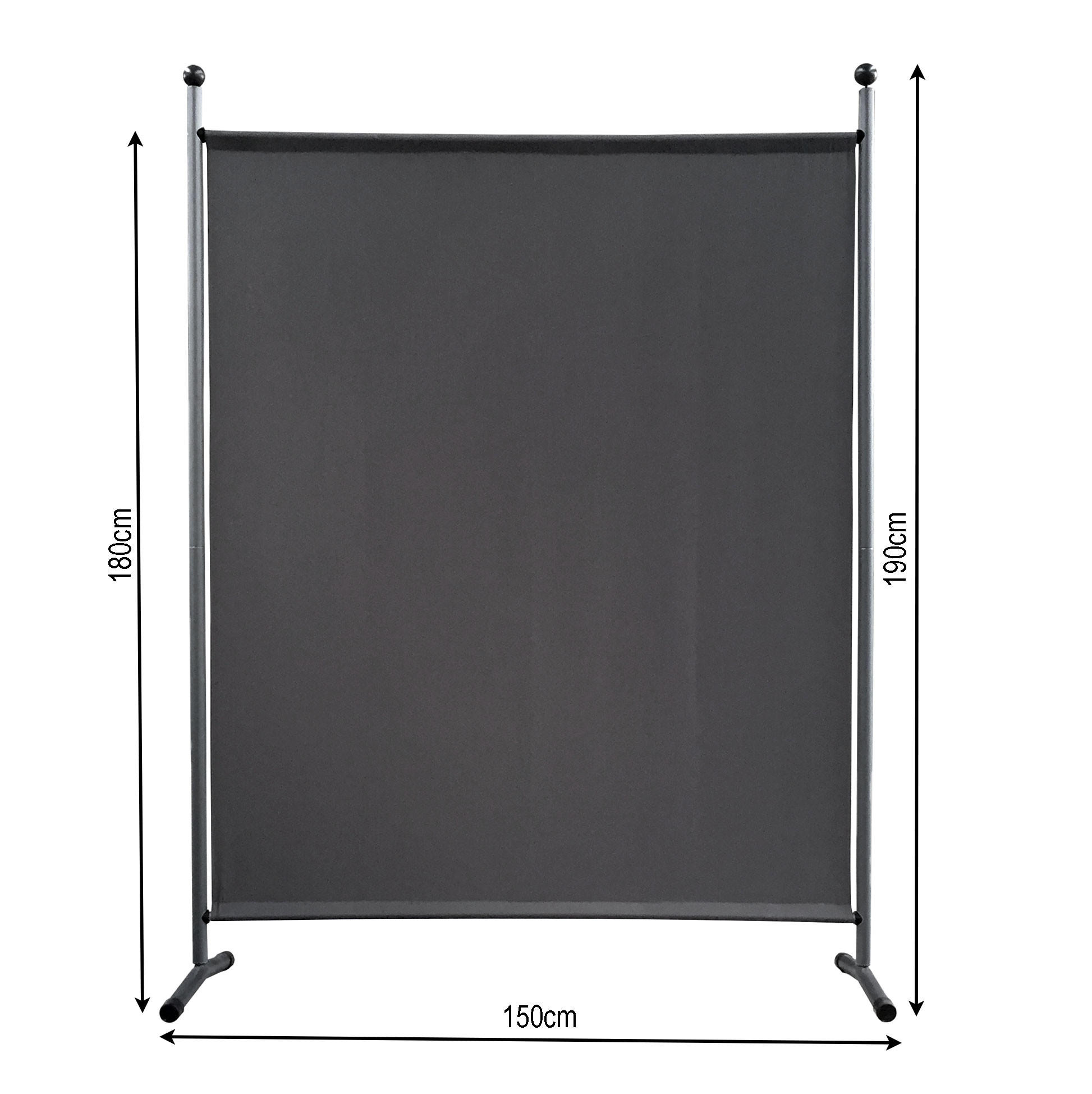 PARAVENT 1-tlg. 150x190 cm Grau - Grau, Metall (150/190cm) - QUICK STAR