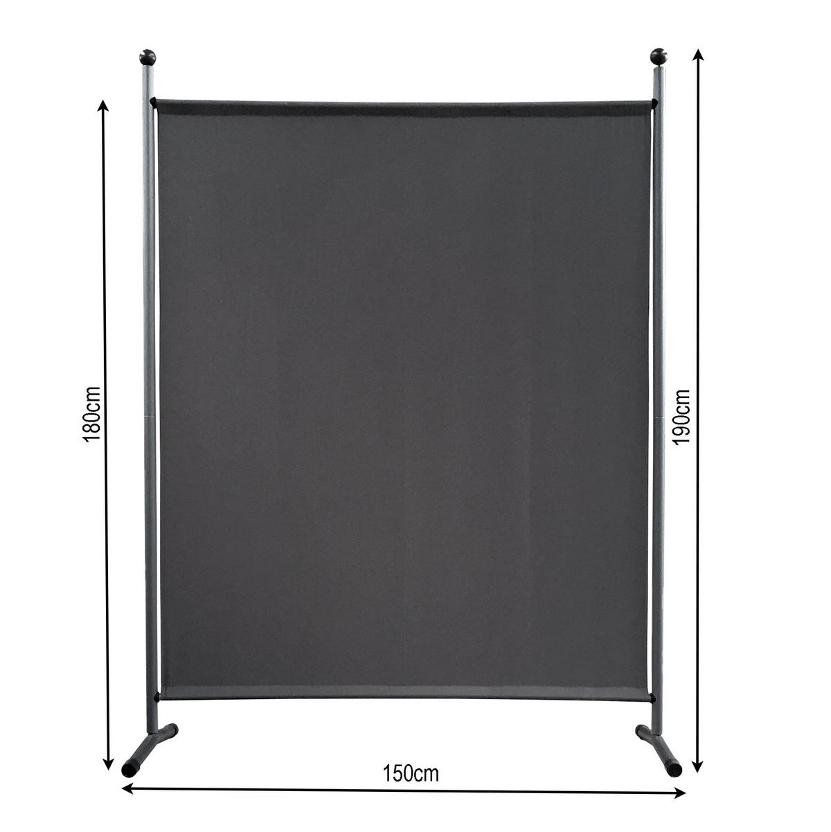 PARAVENT 1-tlg. 150x190 cm Grau - Grau, Metall (150/190cm) - QUICK STAR