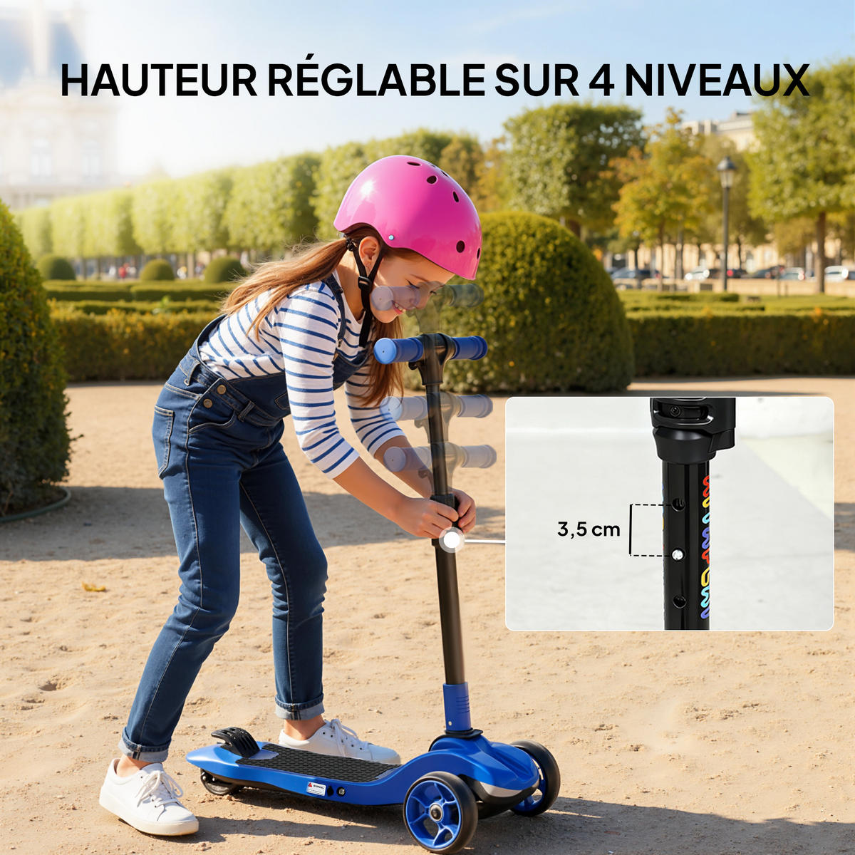 KINDERSCOOTER DE-16991 3 Räder klappbar mit LED Blau - Blau, Metall (64/29/83cm) - ComfortXL