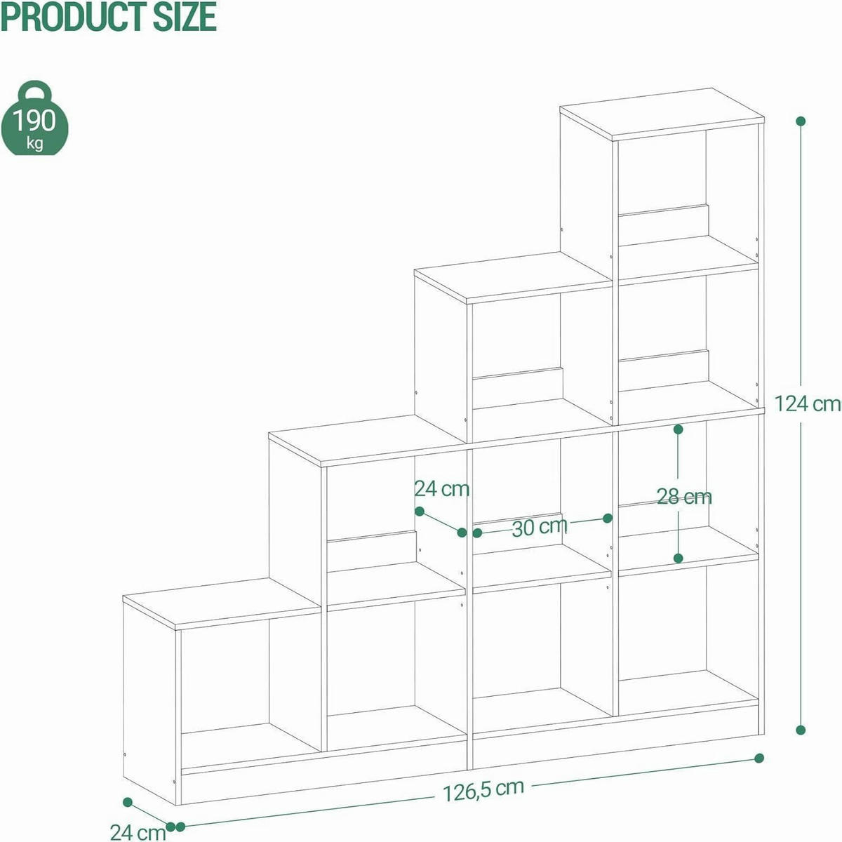 BÜCHERREGAL 10 Würfel Weiß 127 x 124 cm - Weiß, Holzwerkstoff (127/124/24cm)
