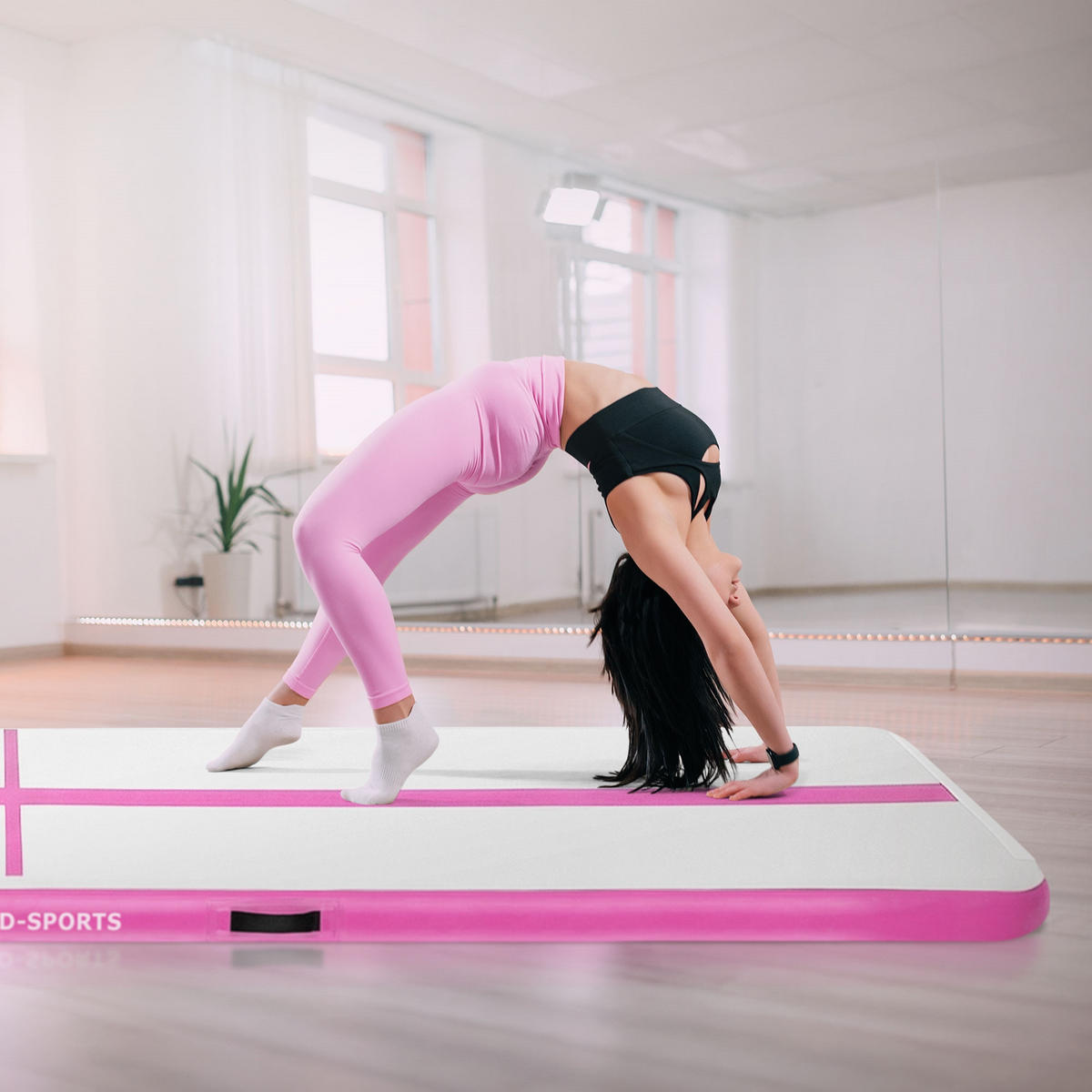 NAFUKOVACÍ gymnastická podložka Airtrack 500x100x10 cm růžová - růžová, plast (100/500cm) - ECD-Germany