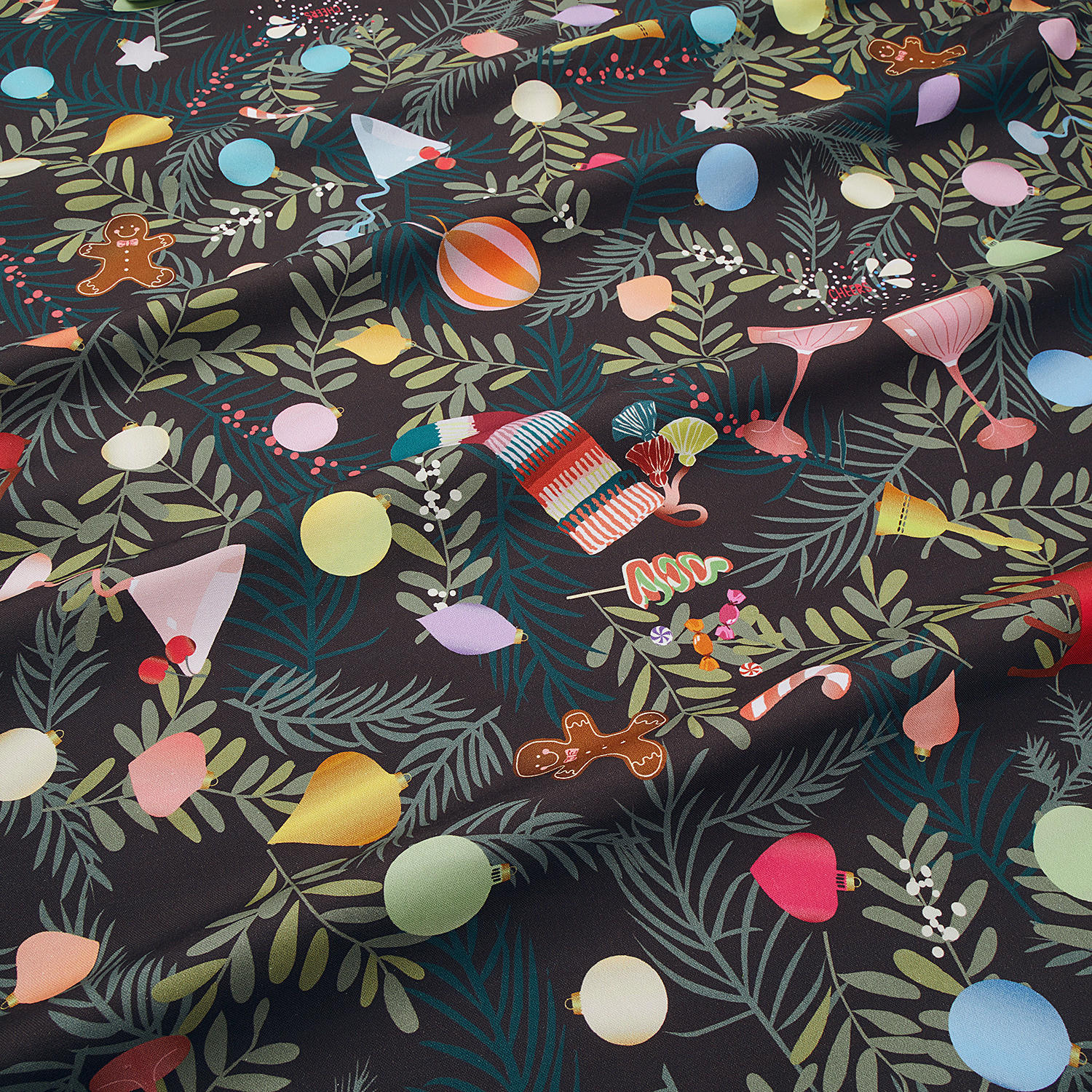 TISCHDECKE Christmas Cheers - Multicolor, Textil (160/250cm) - BUTLERS