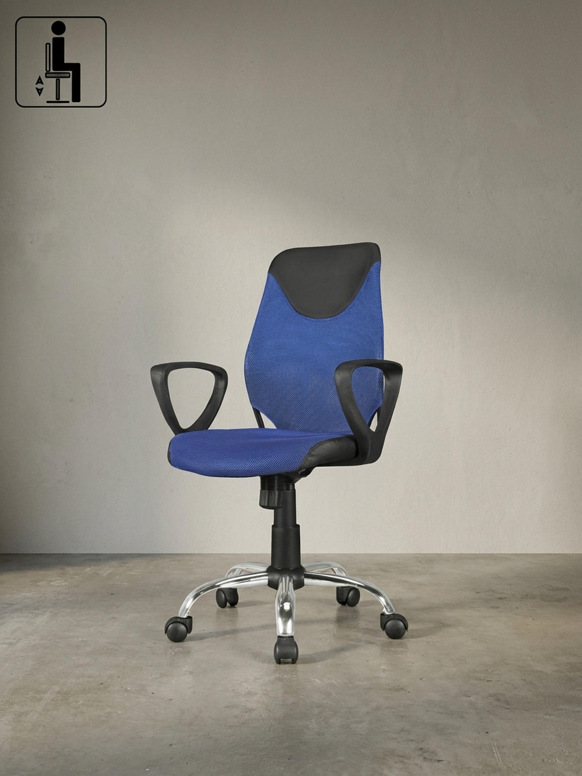JUGENDDREHSTUHL Nylon Ergonomisch Höhenverstellbar DAVOS, Blau 60x60x101 cm - Blau/Silberfarben, Textil/Metall (60/101/60cm) - KADIMA DESIGN