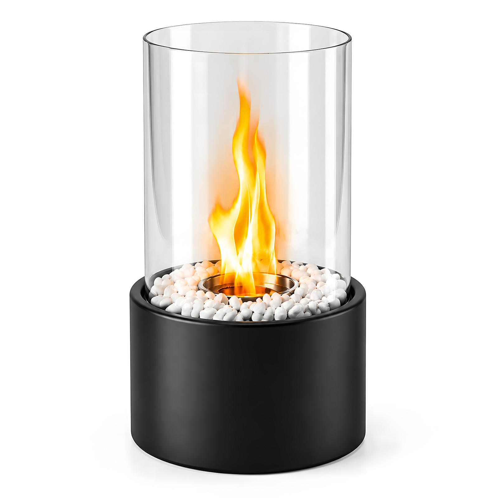 TISCHKAMIN Hylvar 16/14/26.9 cm - Schwarz, Glas/Metall (14/26.9/16cm) - ZMH