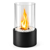 TISCHKAMIN Hylvar 16/14/26.9 cm - Schwarz, Glas/Metall (14/26.9/16cm) - ZMH