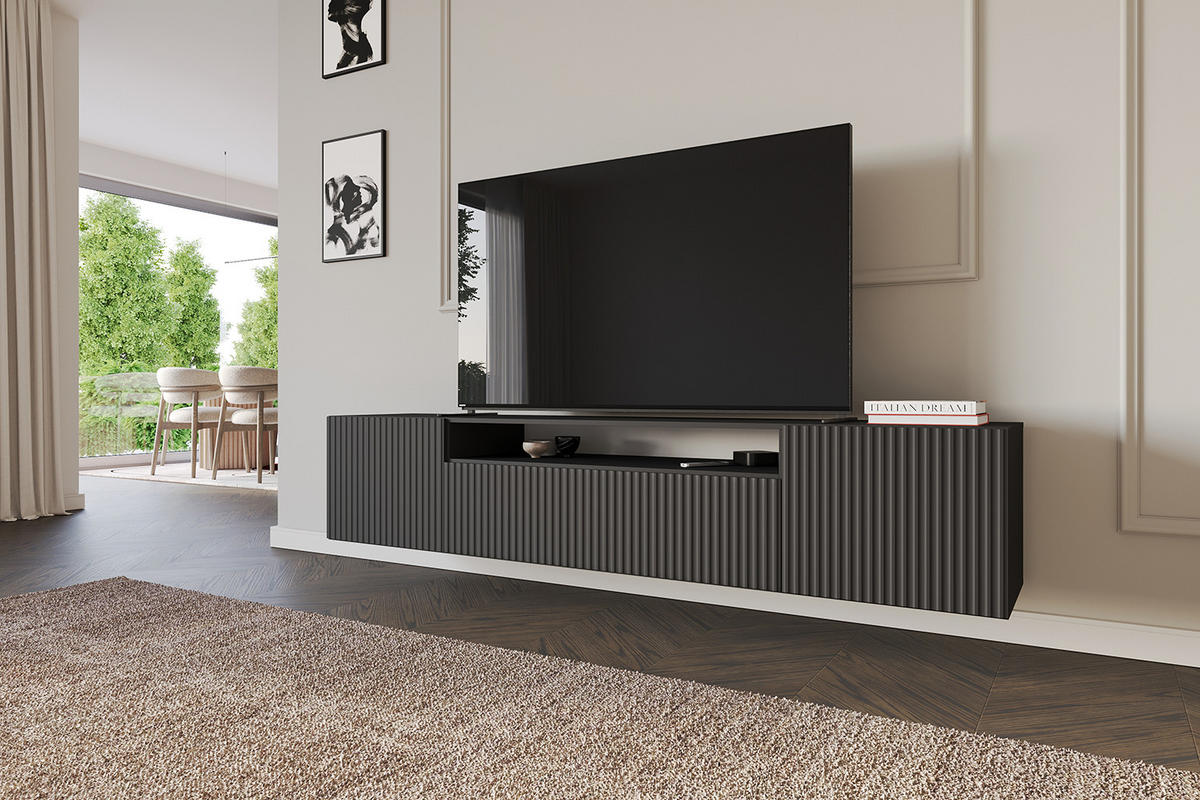 LOWBOARD NOA-2-W 200x40x41 cm - Schwarz - Schwarz/Weiß, Holzwerkstoff (200/40/41cm) - ALTDECOR