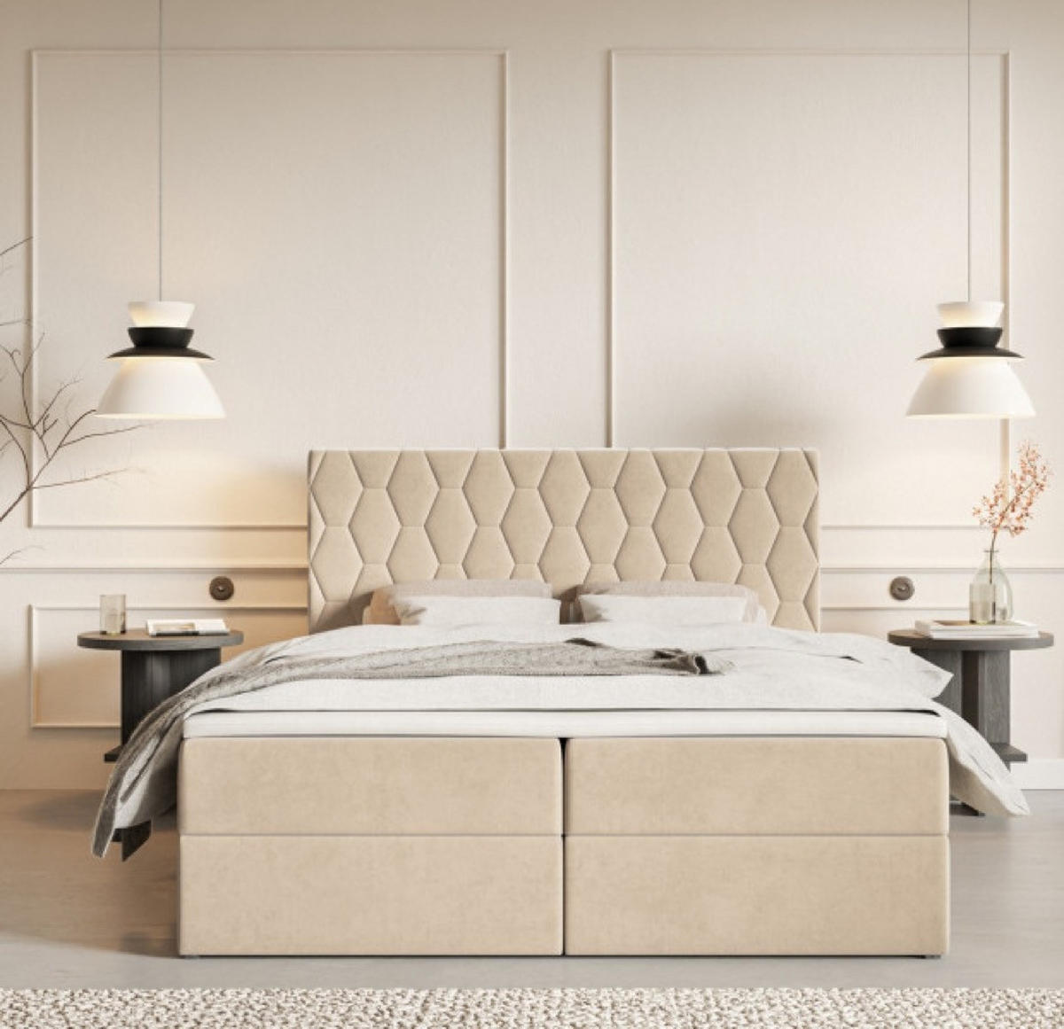 BETT Beige G8 Mit Bettkasten 160x200 cm - Beige, Textil (160/200cm) - Sepro Meble