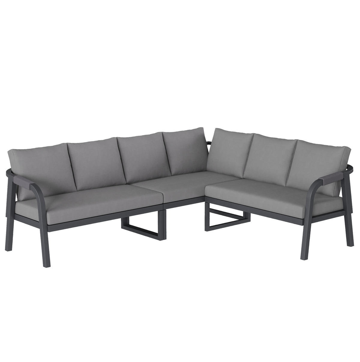 ZAHRADNÍ lounge set z polyesteru a oceli 240x183x83 cm šedý s rohovou pohovkou a konferenčním stolkem - šedá, kov - Modfu