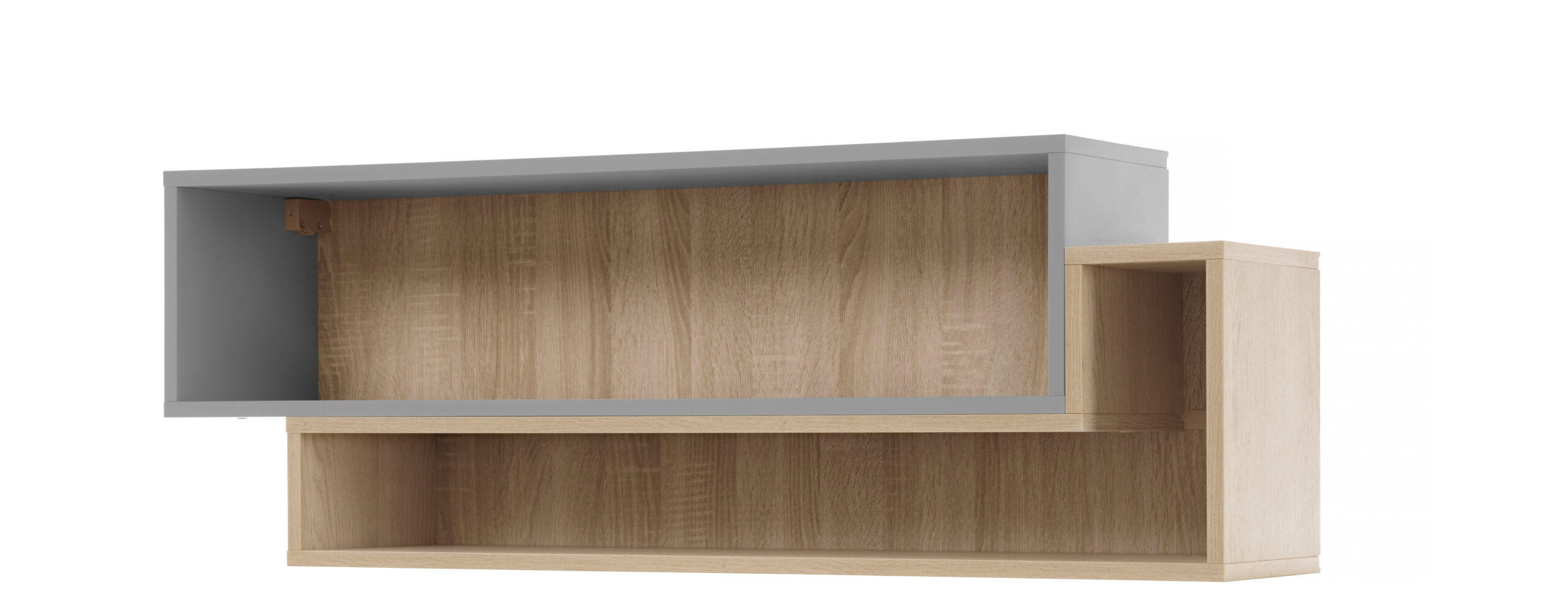 WANDREGAL Nova in Grau und Eiche ca. 115 × 40 × 25 cm - Grau, Holzwerkstoff (115/40/25cm)
