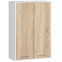 HÄNGESCHRANK Weiß, Sonoma Eiche 64x94x30 cm - Silberfarben/Weiß, Holzwerkstoff/Kunststoff (64/94/30cm) - Akord