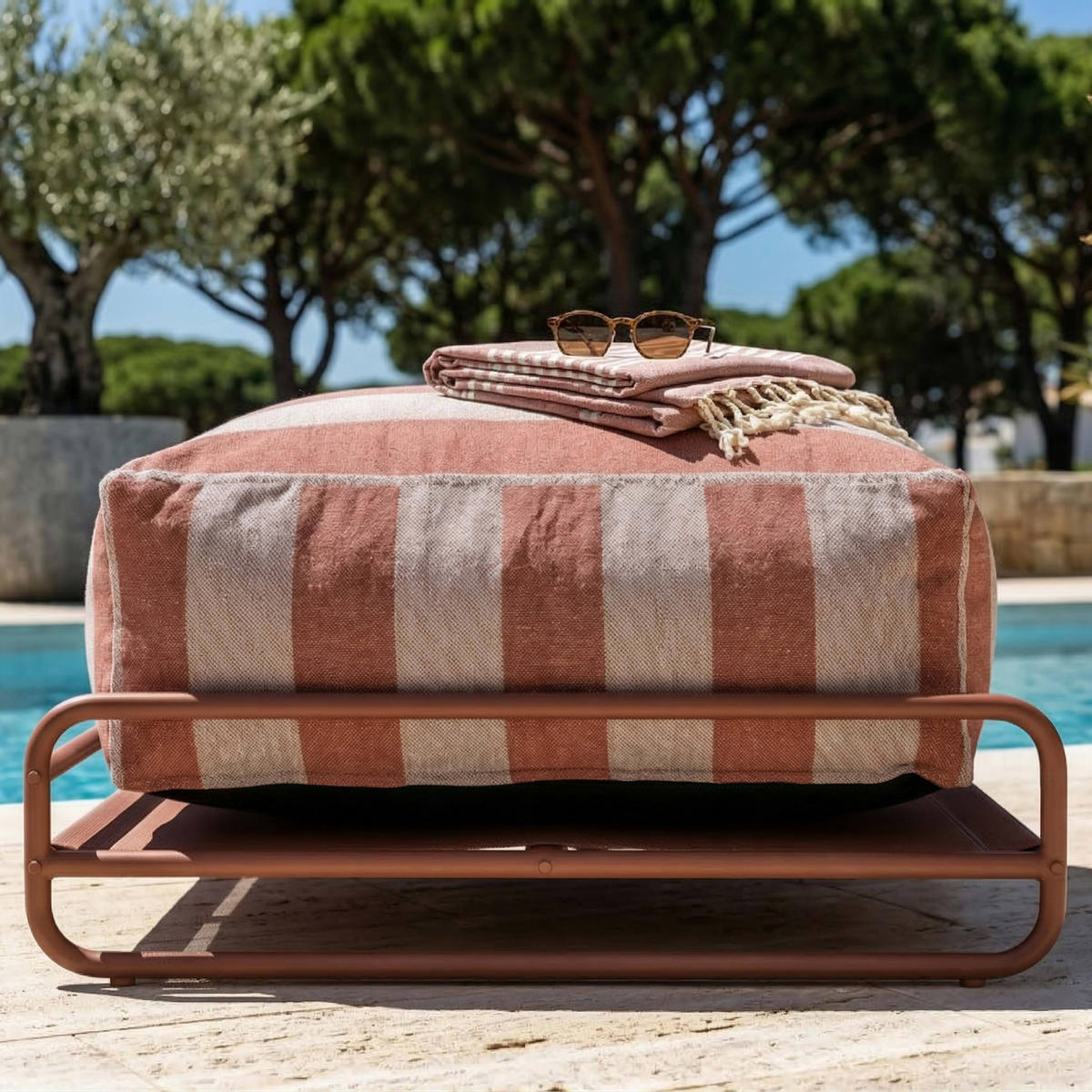 GARTENHOCKER terrakotta - Braun, Textil (97/42/97cm) - Oviala