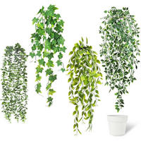 HÄNGEPFLANZEN 4er Set Künstlich mit weißem Topf 52-72 cm - Grün, Kunststoff (72cm)