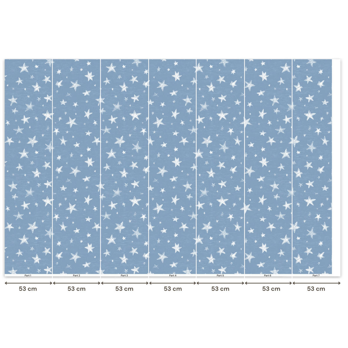 KINDERTAPETE - Sterne - Muster - Blau - 350x240 cm - Hellblau, Papier (350/240cm) - OnlyWow