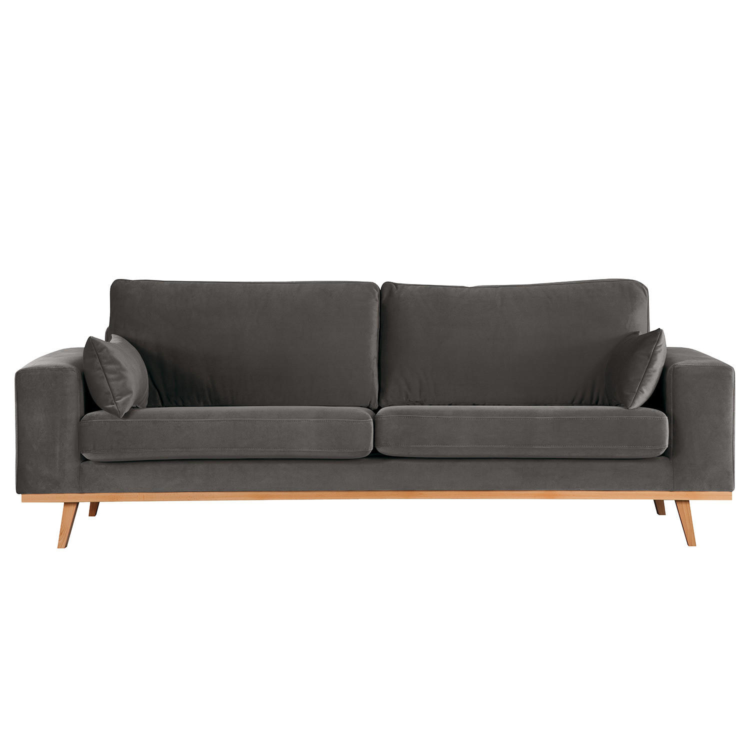 2-SITZER SOFA - Dunkelgrau/Buchefarben, Textil (197/81/88cm) - home24