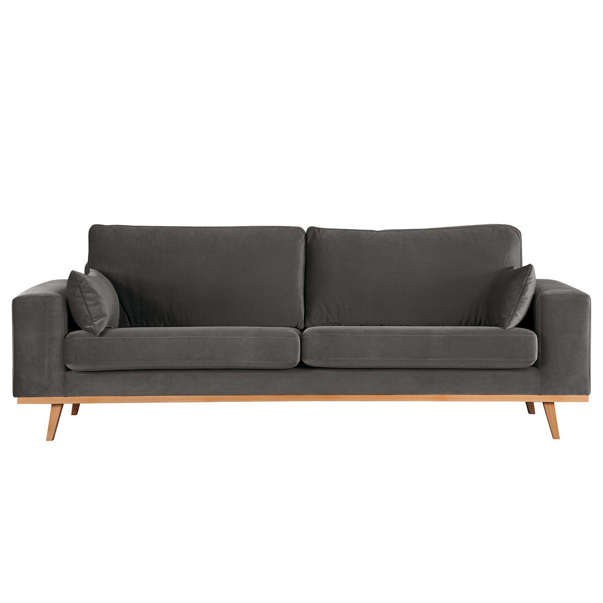 2-SITZER SOFA - Dunkelgrau/Buchefarben, Textil (197/81/88cm) - home24