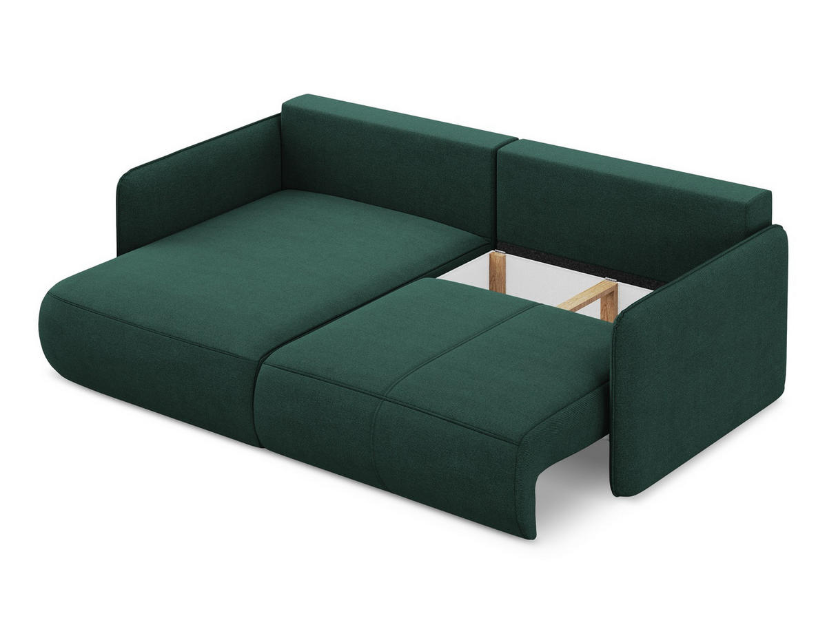 ECKSOFA mit Schlaffunktion Strukturstoff Stoff Grün - Dunkelgrün/Schwarz, Kunststoff/Textil (148/207cm) - Makamii