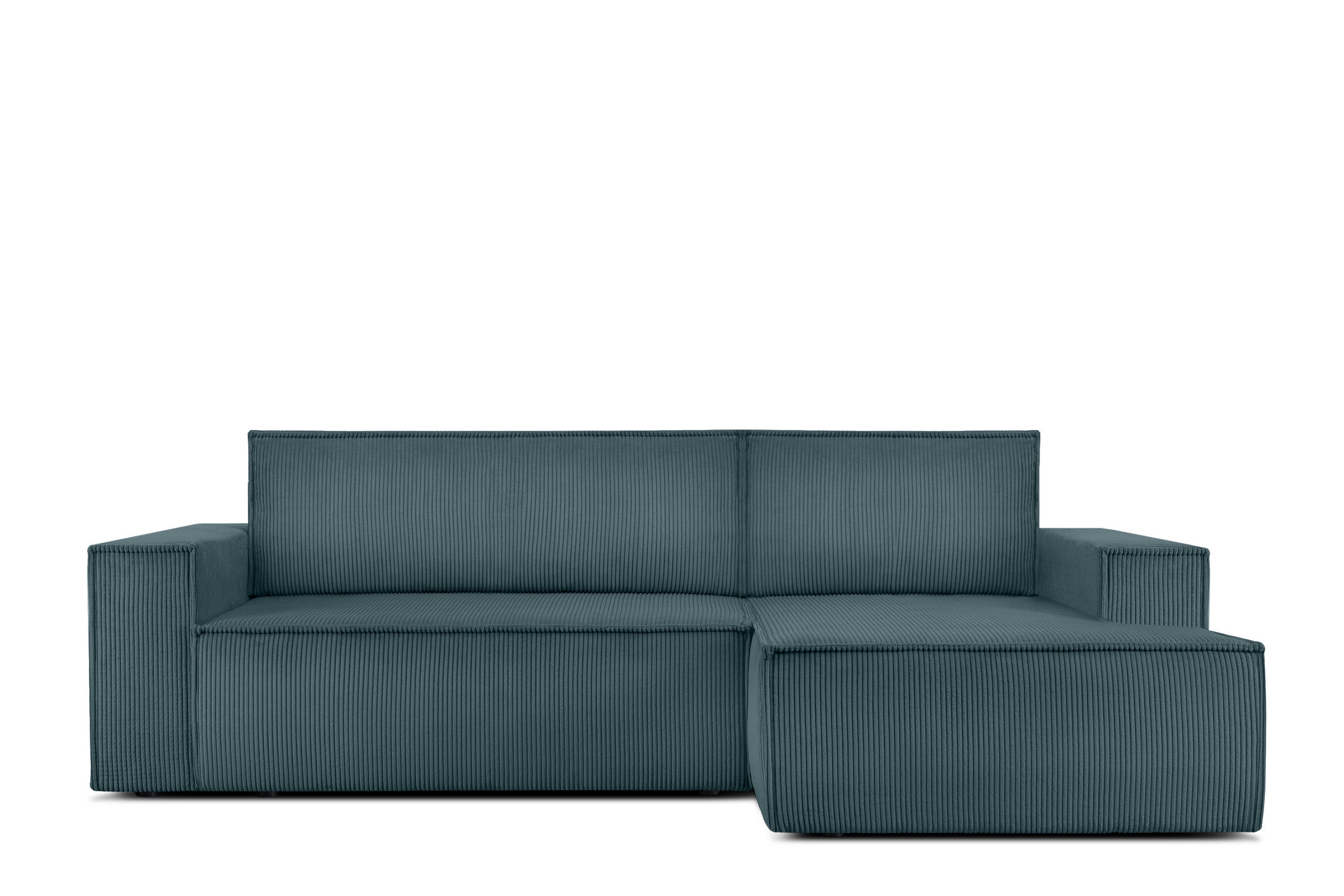 ECKSCHLAFSOFA-RECHTS NAPI in Pet Friendly Cord-Stoff, blau - Blau/Schwarz, Textil (262/148cm) - KONSIMO®