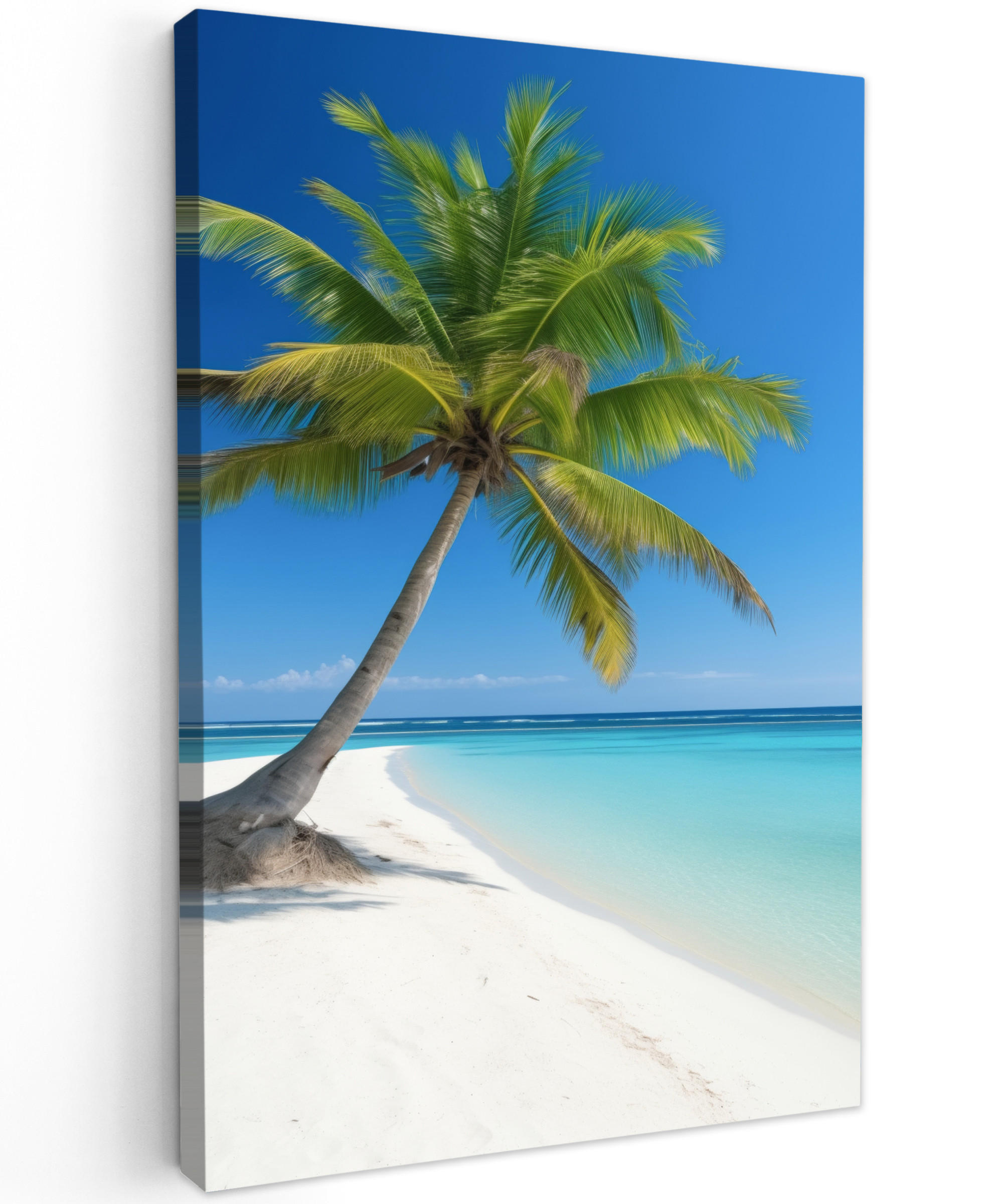 LEINWANDBILD Strand - Palme - Tropisch - Meer 40x60 cm - Grün, Textil (40/60cm) - MuchoWow