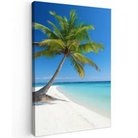 LEINWANDBILD Strand - Palme - Tropisch - Meer 20x30 cm - Grün, Textil (20/30cm) - MuchoWow