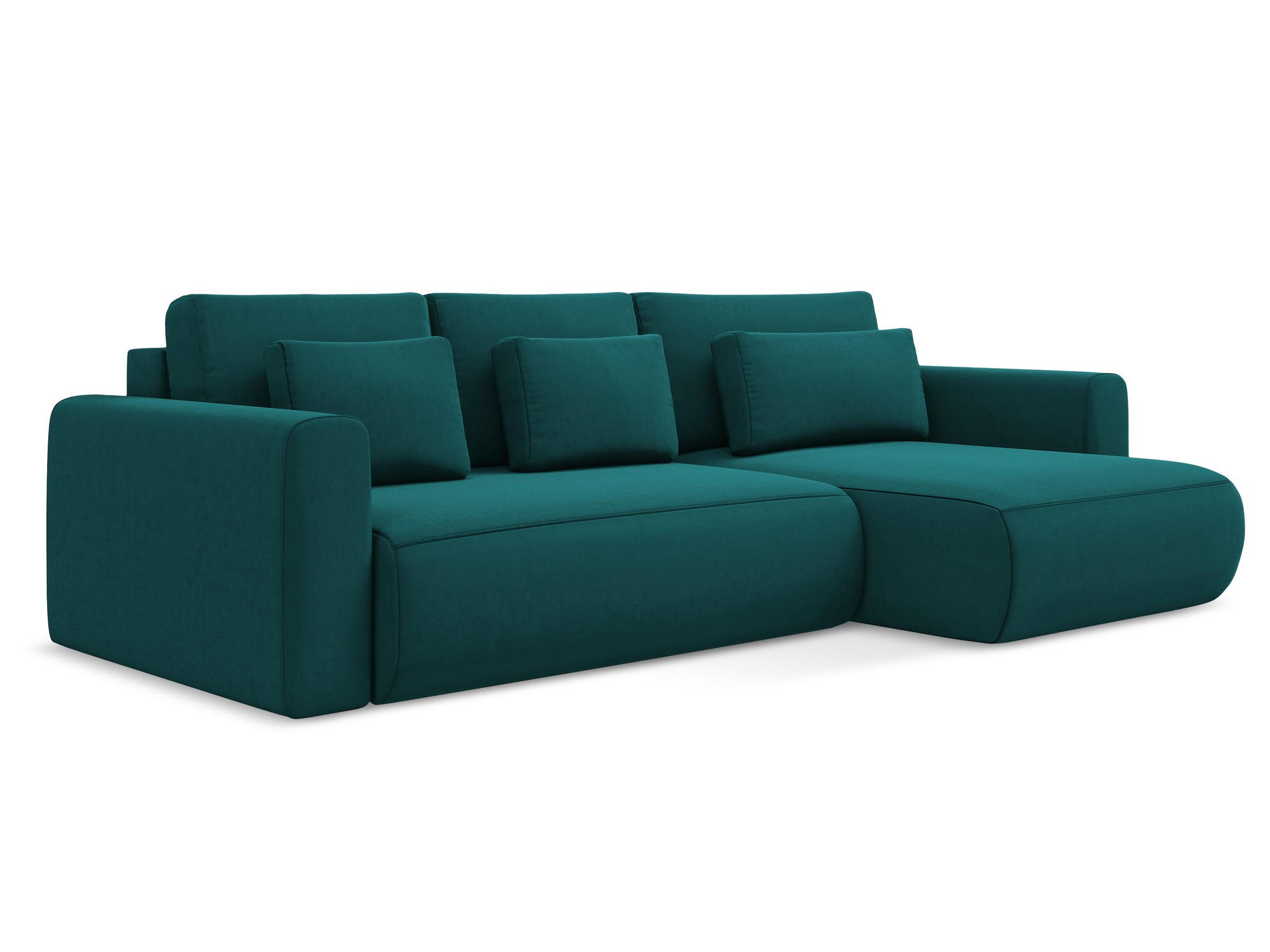 ECKSOFA mit Schlaffunktion Samt Stoff Blau - Blau/Petrol, Kunststoff/Textil (278/149cm) - Makamii