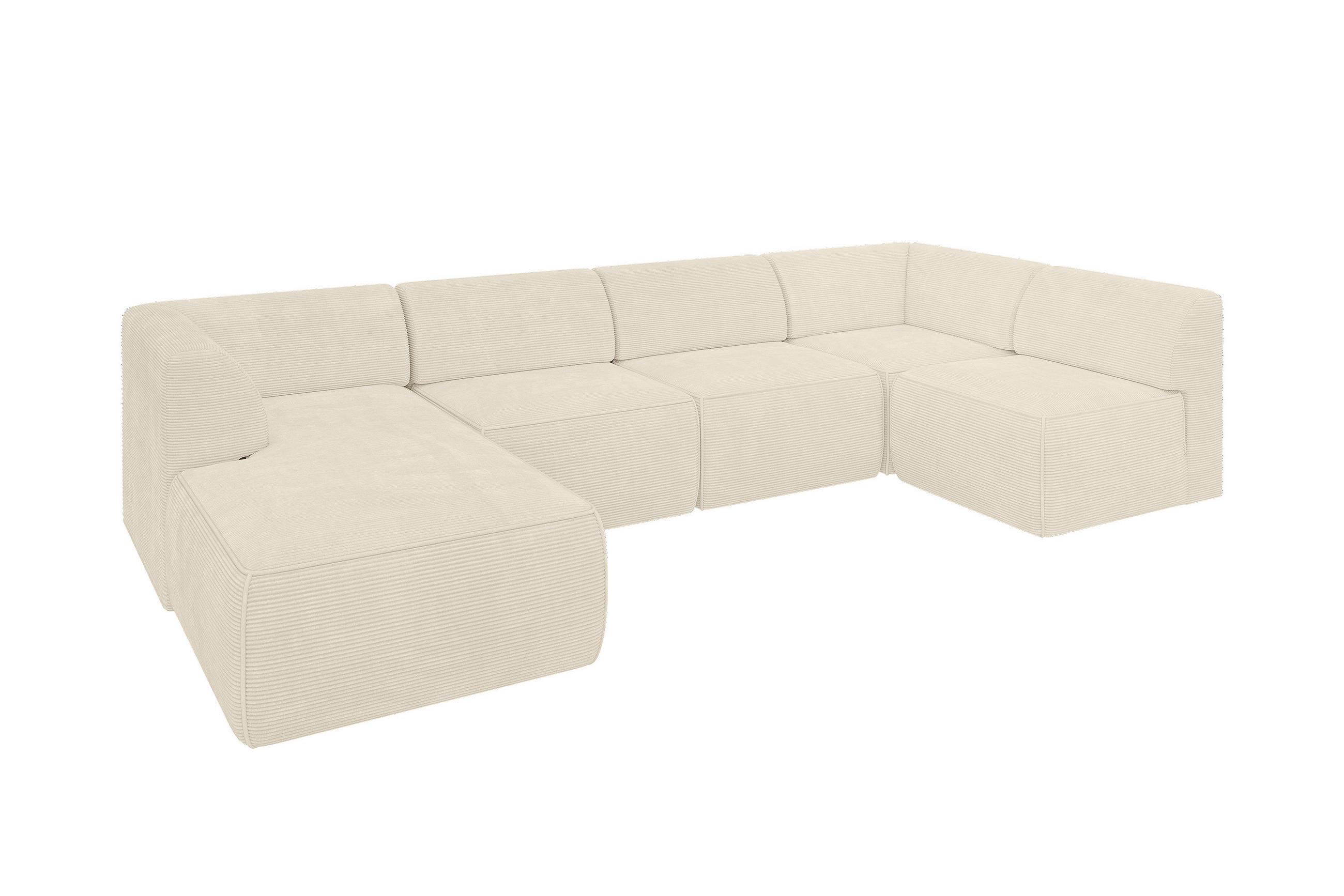WOHNLANDSCHAFT Ottomane Links MOVO-L 345x180x78 cm Beige Cord - Beige, Holzwerkstoff/Kunststoff (345/78/180cm) - ALTDECOR